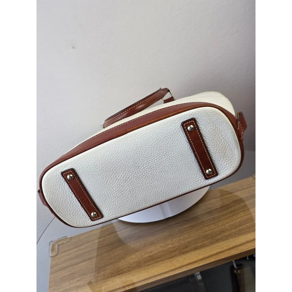 Dooney & Bourke Zip Zip Domed Satchel Pebble Grain Leather Crossbody Bag White